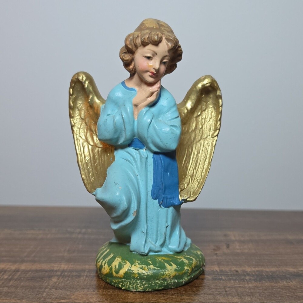 VTG Fontanini Kneeling Angel Scale Nativity Paper Mache Italy